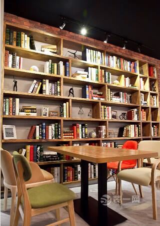 复古工业风装修效果图 成都装修公司咖啡书店设计